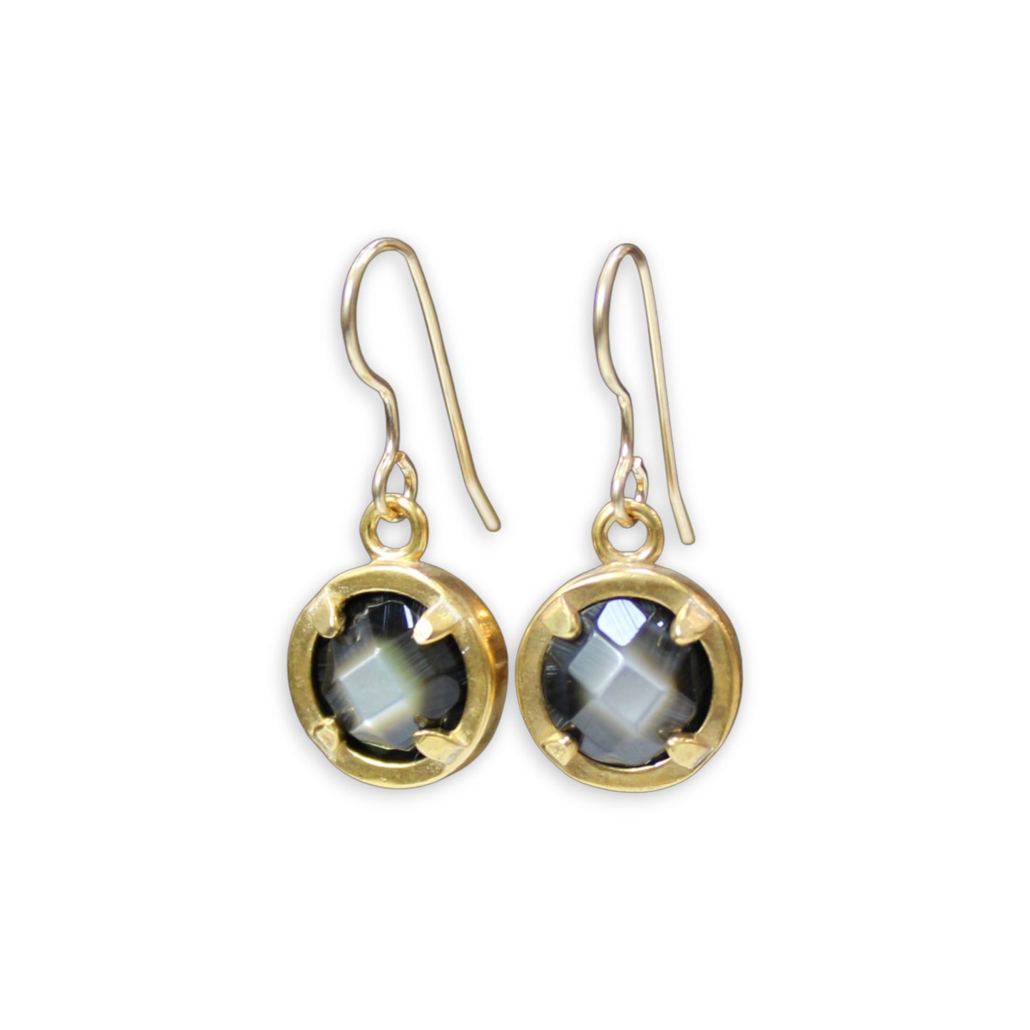 Prong Set Mother of Pearl Earrings in Gold Backing