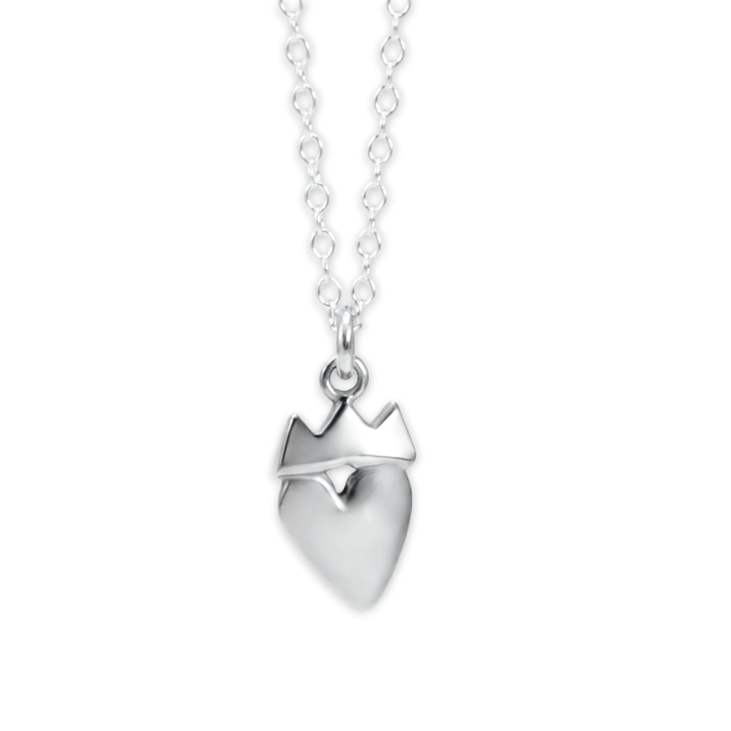 Sterling Silver Crown Heart Necklace - Modern Claddagh Necklace