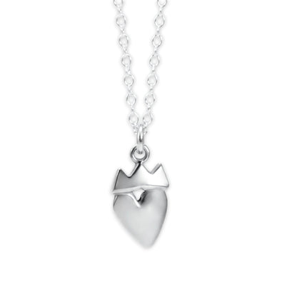 Sterling Silver Crown Heart Necklace - Modern Claddagh Necklace