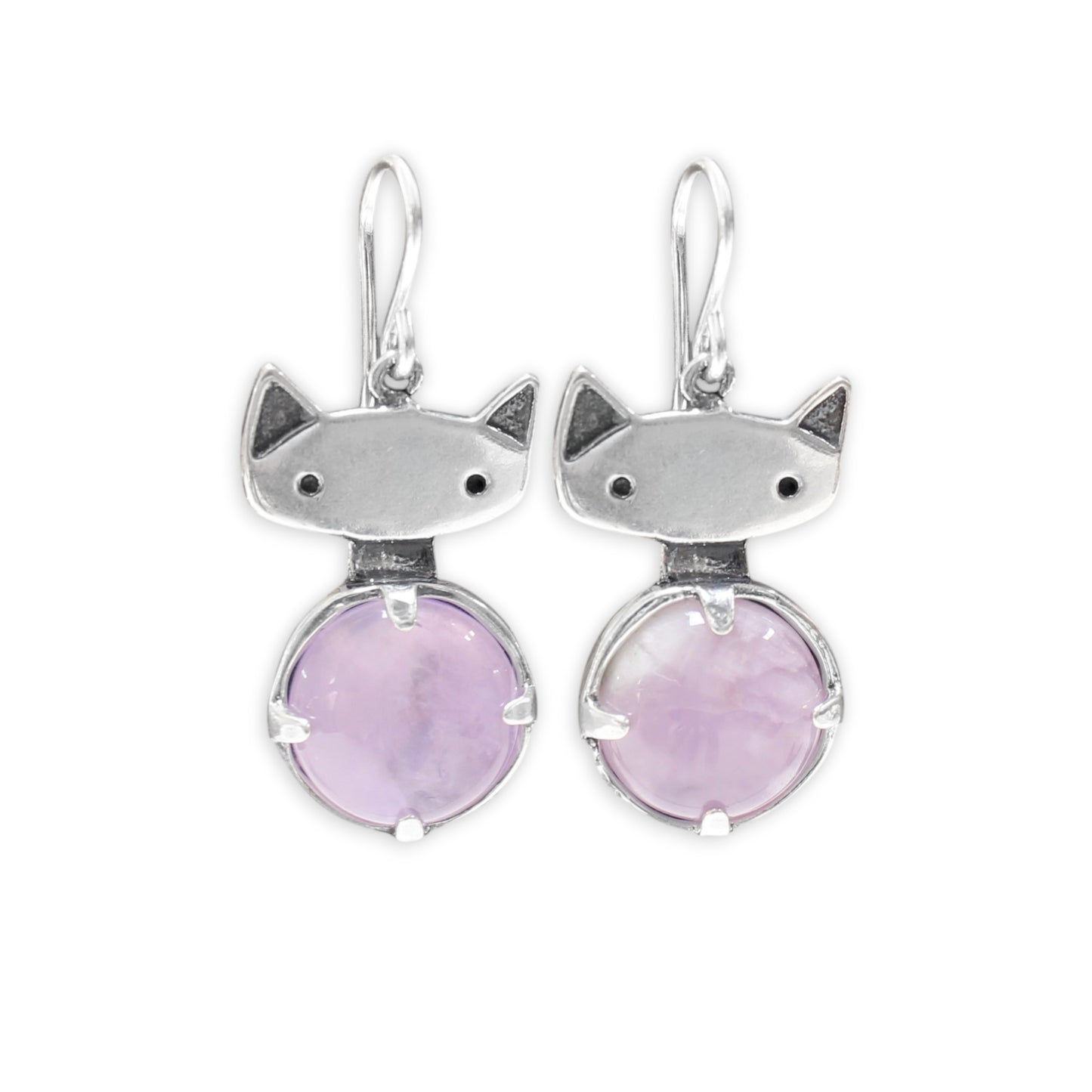 Prong Set Rose Quartz Cat Earrings