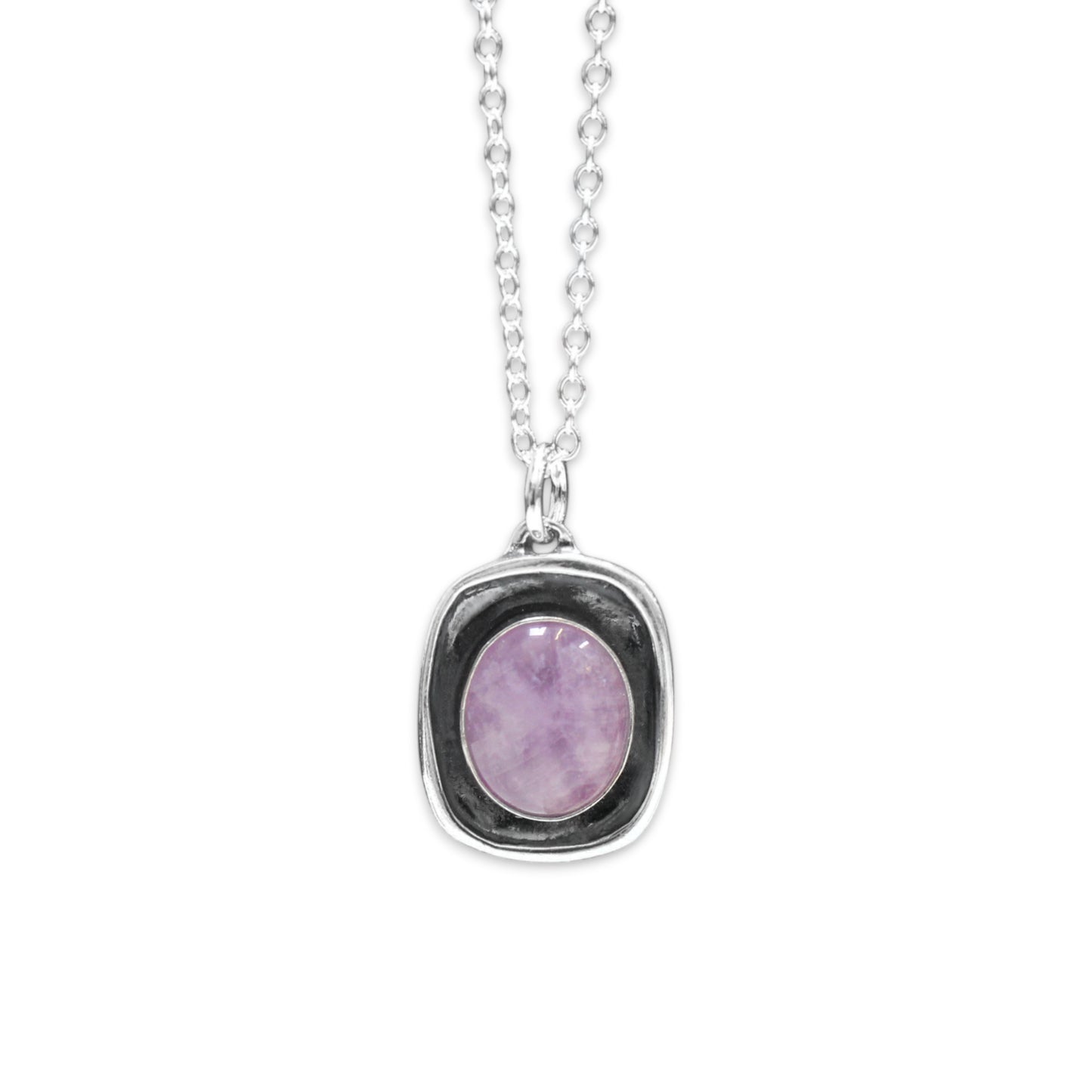 Lavender Amethyst Pendant in an Oxidized Sterling Silver Setting