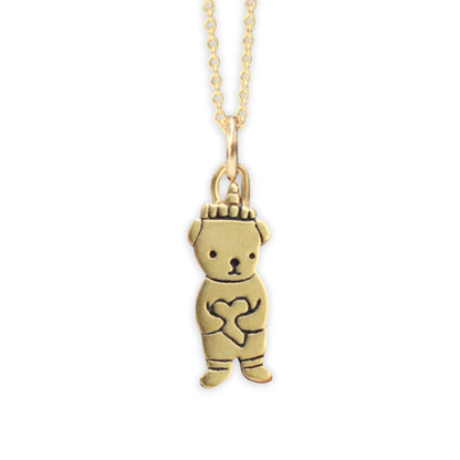 Tiny Gold Honey Bear Charm Necklace
