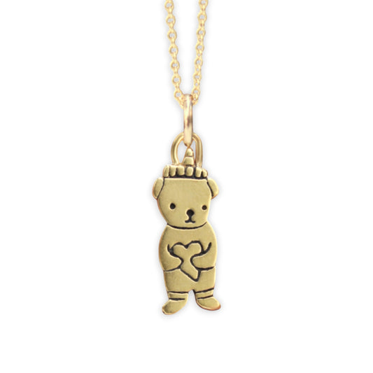 Tiny Gold Honey Bear Charm Necklace