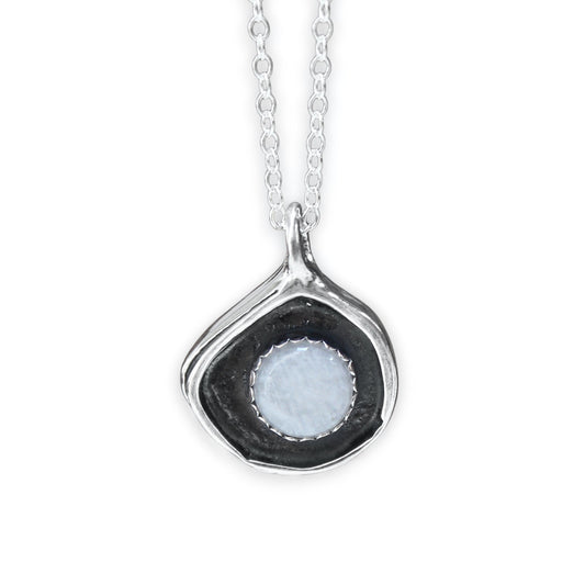Sterling Silver and Moonstone Organic Shaped Wrap Pendant