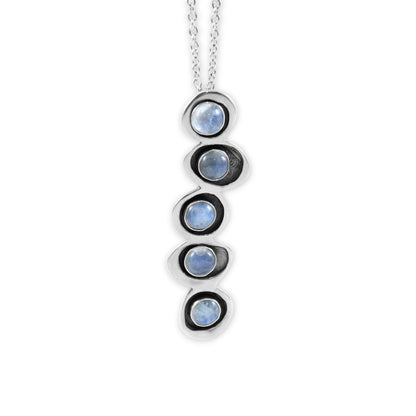 Rainbow Moonstone Necklace - Cascading Moonstone Gemstone Pendant