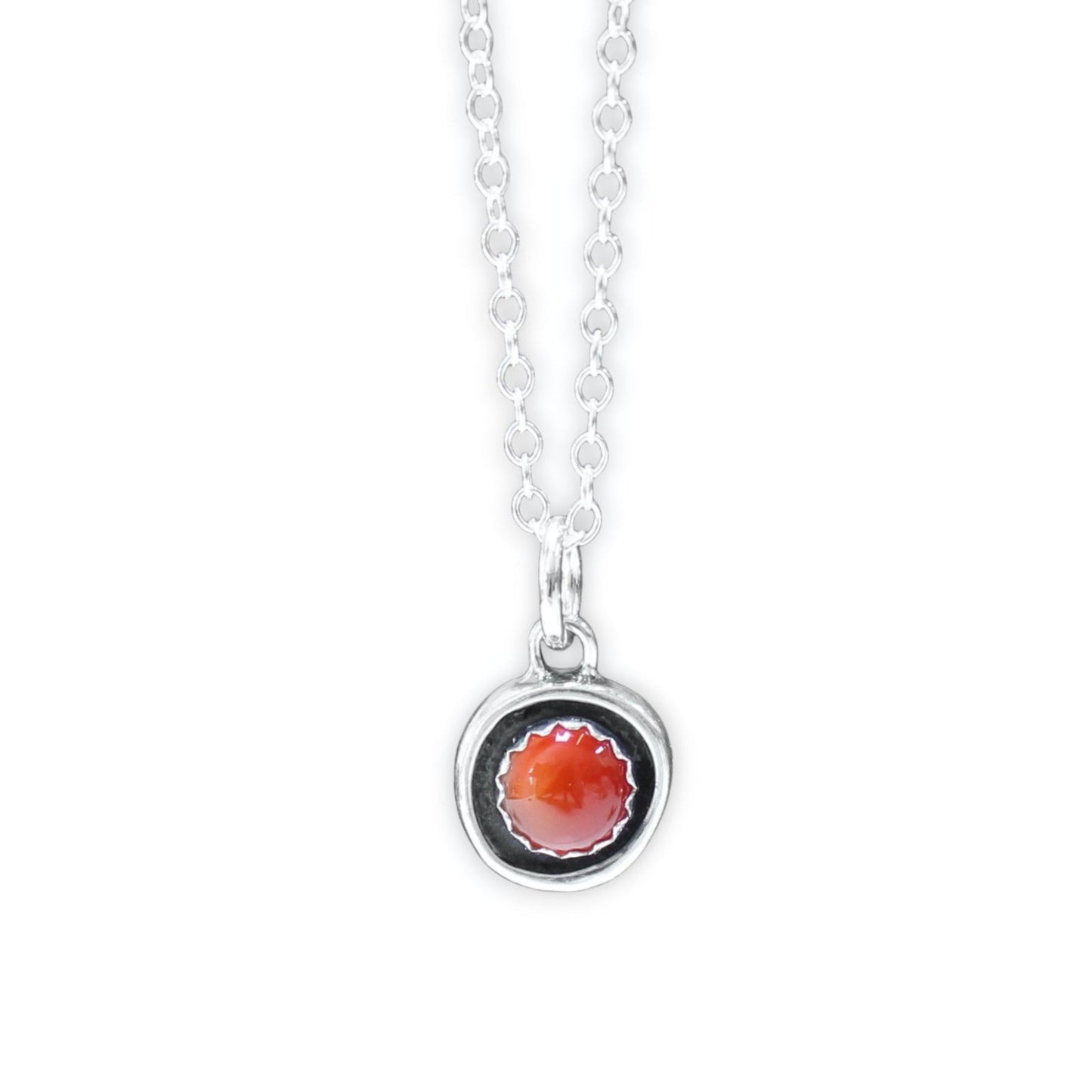 Dainty Bezel Set Carnelian Necklace - Small But Mighty