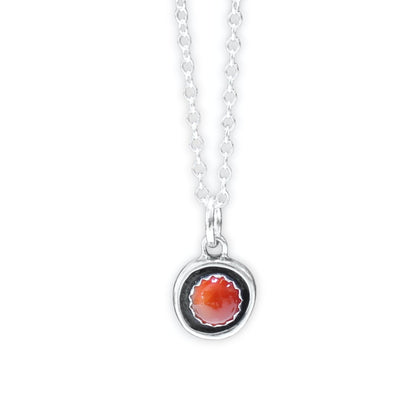 Dainty Bezel Set Carnelian Necklace - Small But Mighty