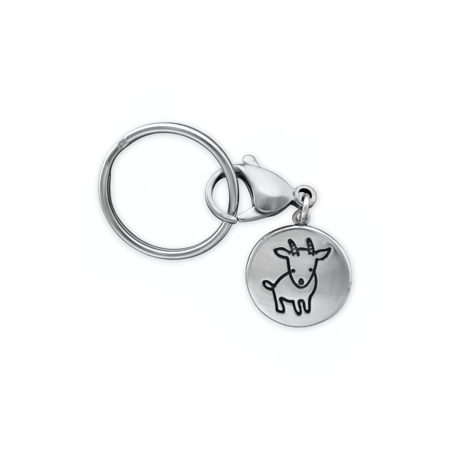 Sterling Silver Skateboarding Goat Keychain