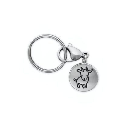 Sterling Silver Skateboarding Goat Keychain