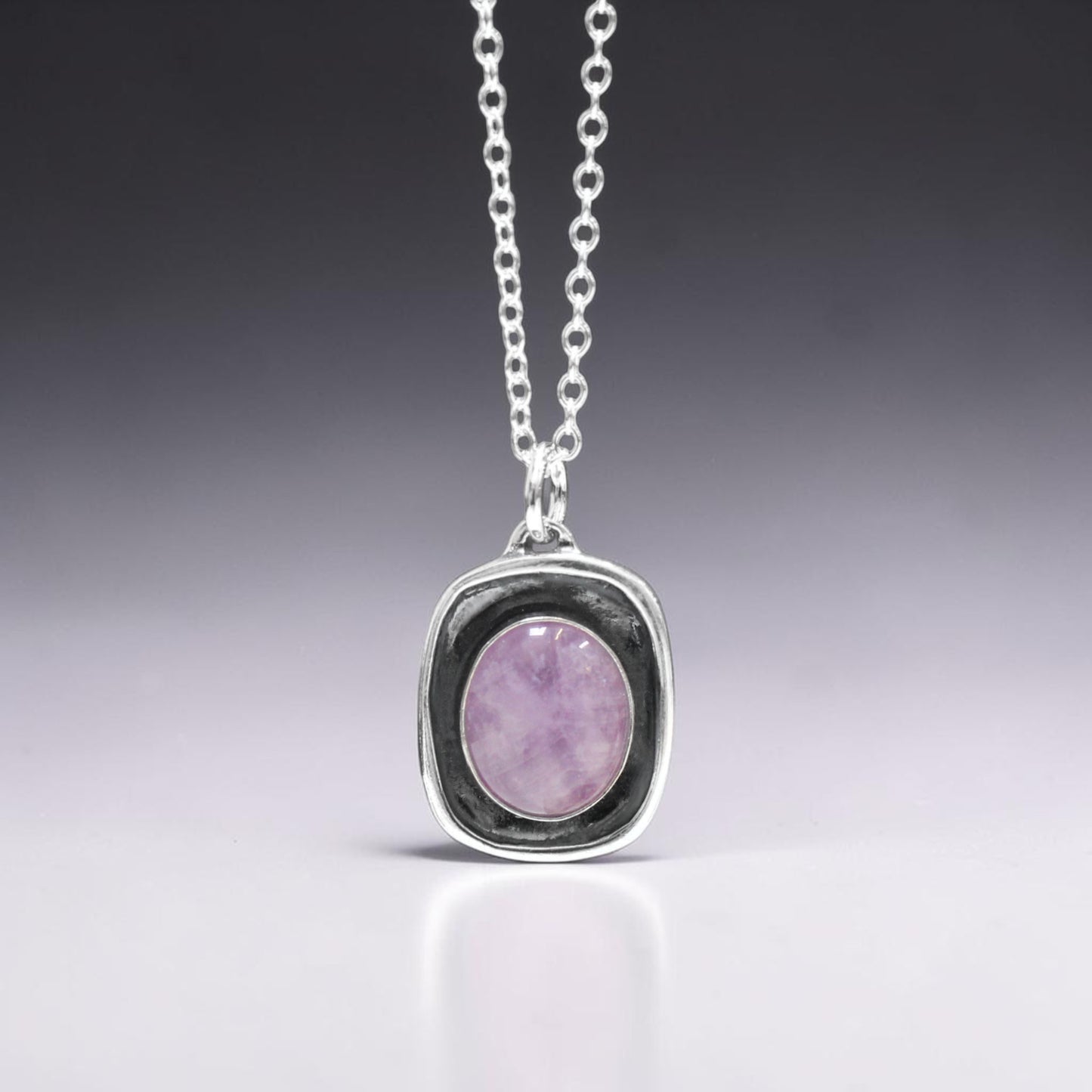 Lavender Amethyst Pendant in an Oxidized Sterling Silver Setting