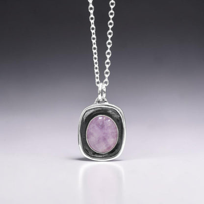 Lavender Amethyst Pendant in an Oxidized Sterling Silver Setting