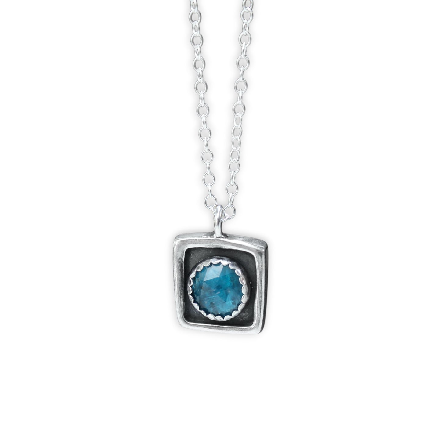 Faceted Teal Kyanite Necklace on Adjustable Chain