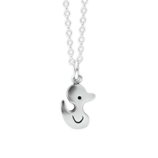 Sterling Silver Duck Necklace on Adjustable Sterling Chain - Duck Charm