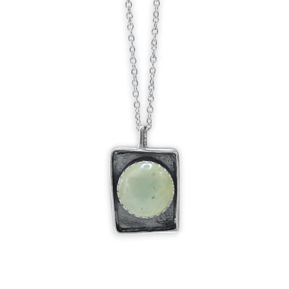 Large Prehnite Shadowbox Pendant on Adjustable Chain