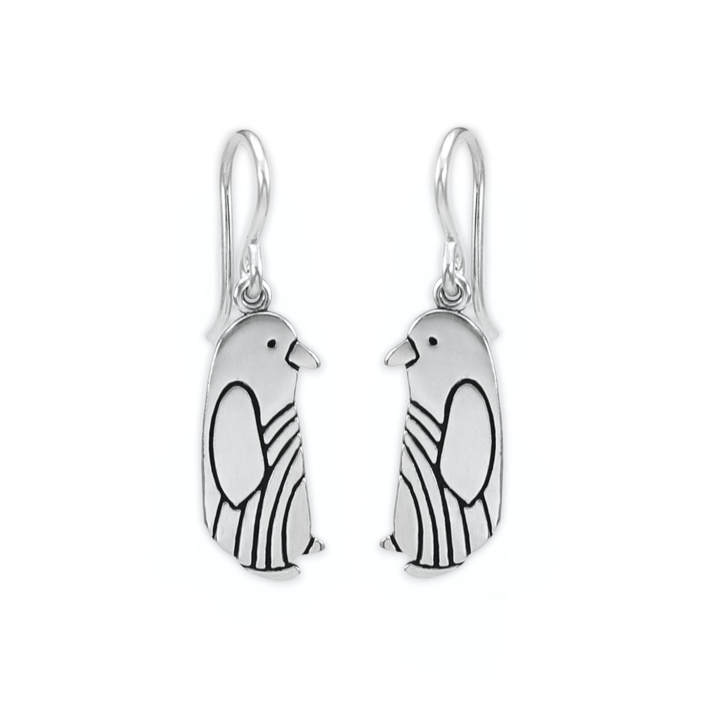Sterling Silver Penguin Dangle Earrings - Penguin Charm Jewelry