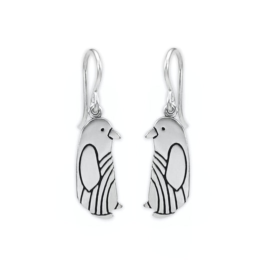 Sterling Silver Penguin Dangle Earrings - Penguin Charm Jewelry