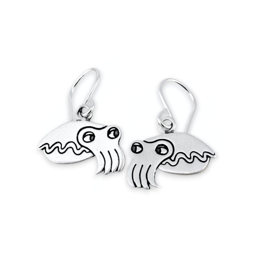 Sterling Silver Cuttlefish Earrings - Cuttlefish Jewelry