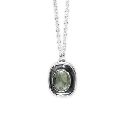 Shiny Green Kyanite Pendant in Sterling Silver Setting