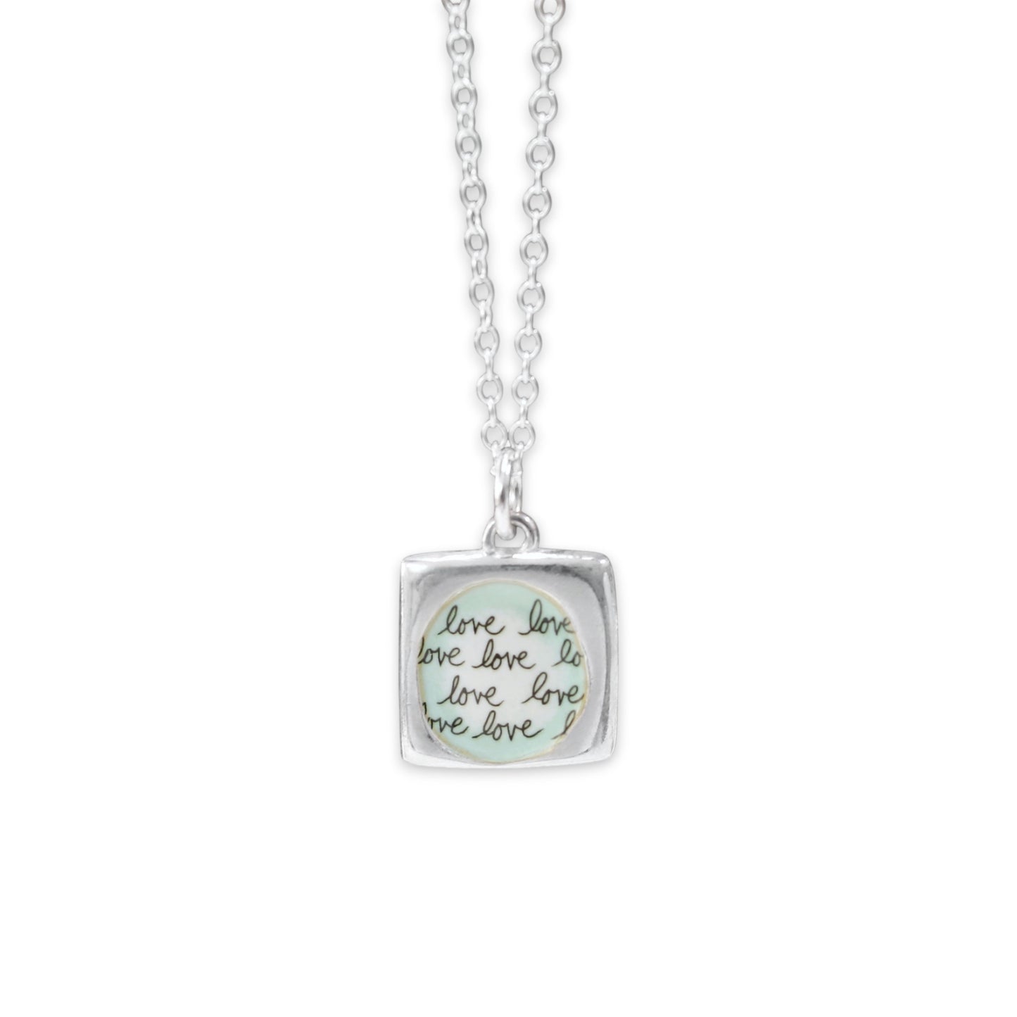 Reversible Love Dog Necklace - Sterling Silver and Enamel Puppy Love Pendant