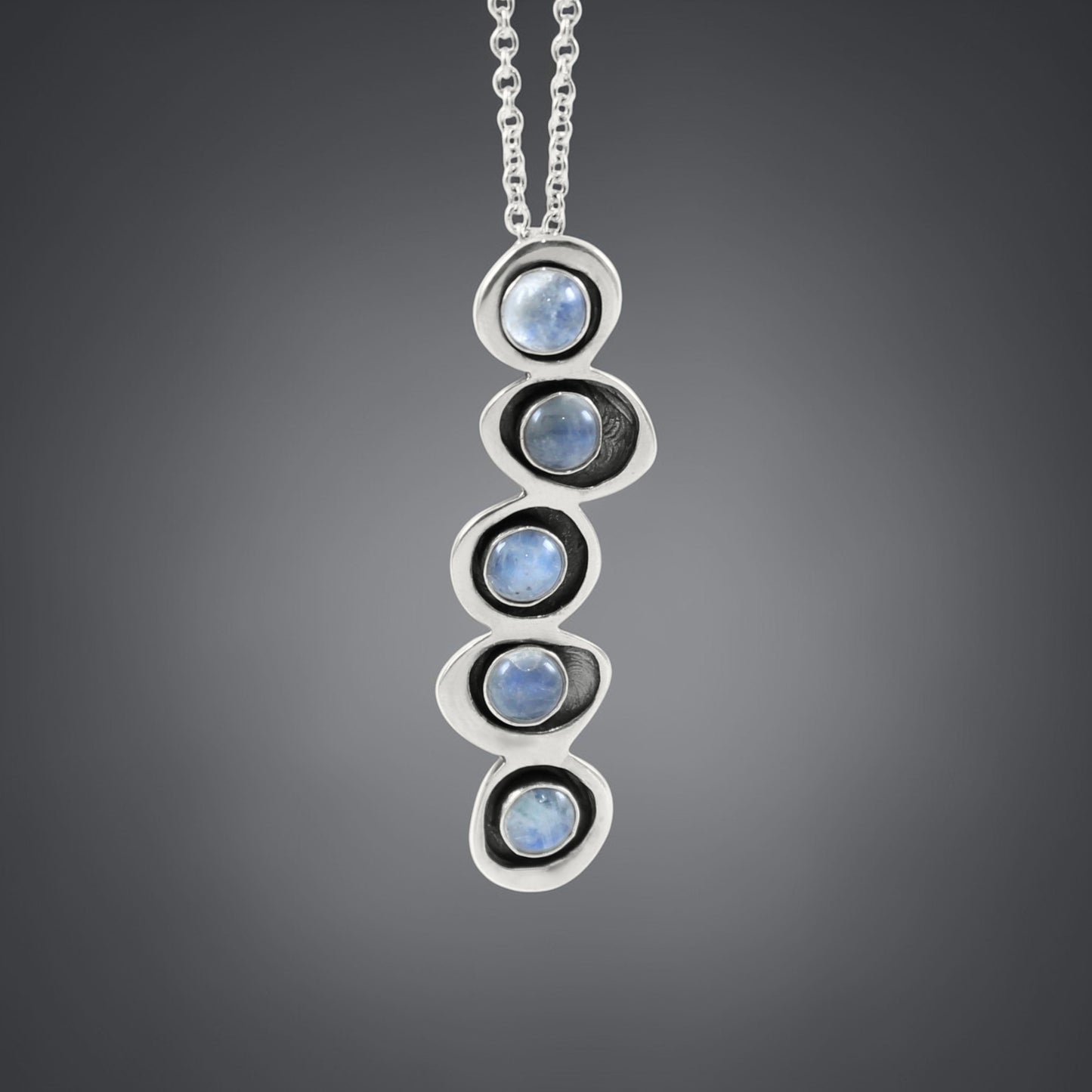 Rainbow Moonstone Necklace - Cascading Moonstone Gemstone Pendant