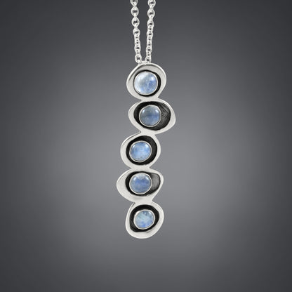 Rainbow Moonstone Necklace - Cascading Moonstone Gemstone Pendant