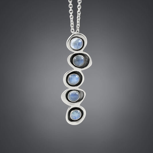 Rainbow Moonstone Necklace - Cascading Moonstone Gemstone Pendant