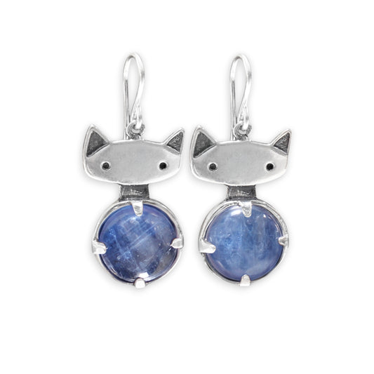 Prong Set Kyanite Cat Earrings