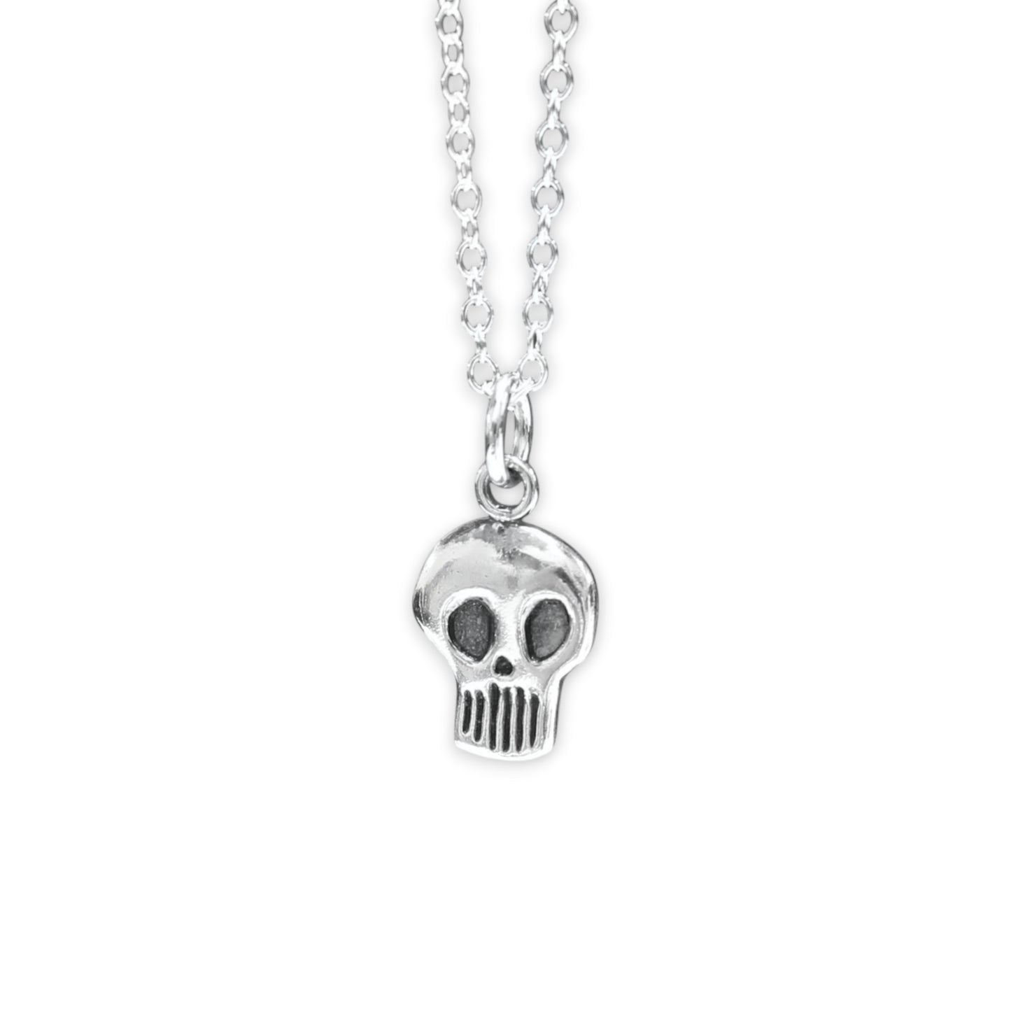 Sterling Silver Skull Necklace on an Adjustable Chain
