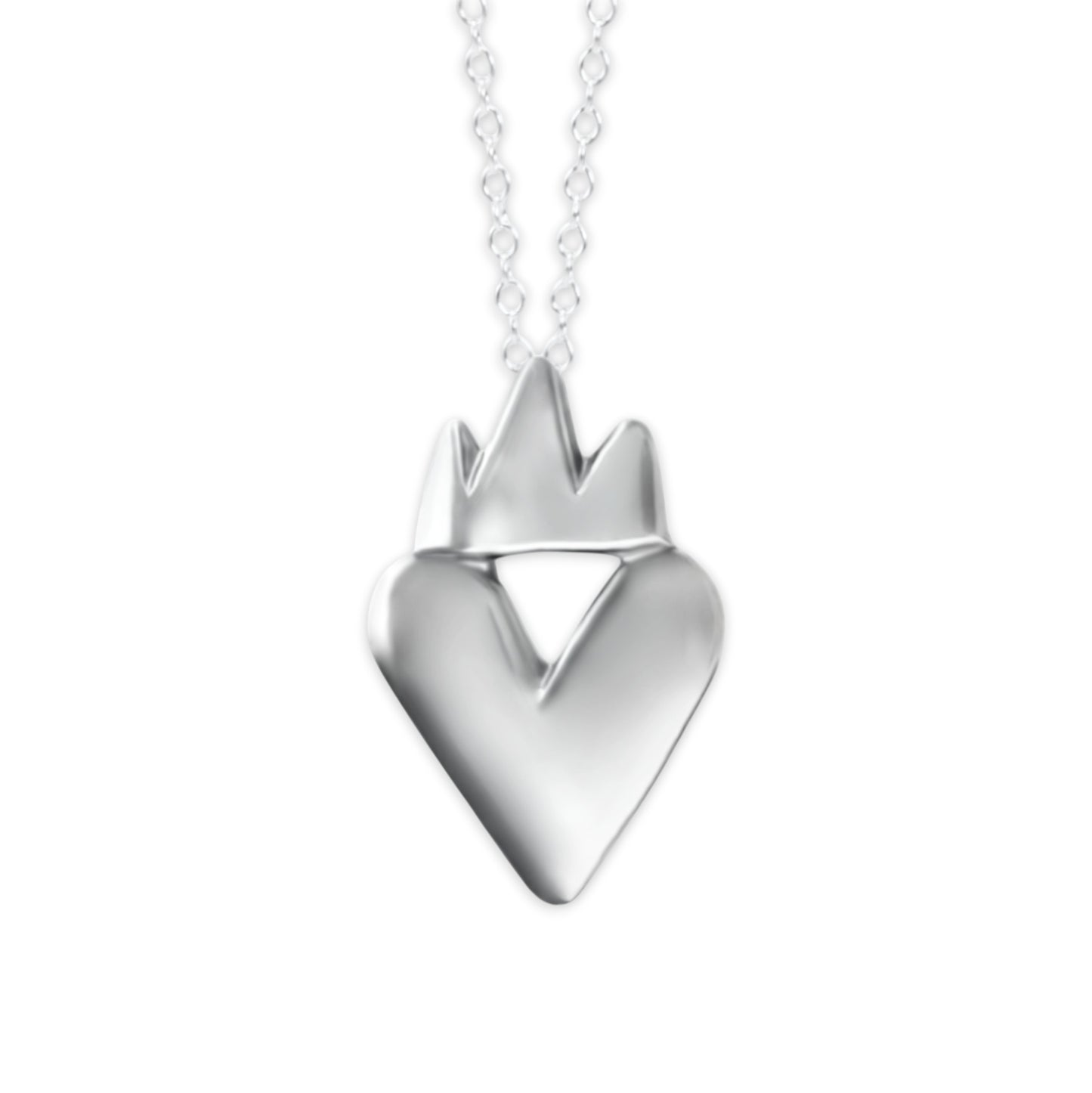 Sterling Silver Crown Heart Necklace - Large Claddagh Pendant on Adjustable Chain
