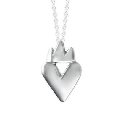 Sterling Silver Crown Heart Necklace - Large Claddagh Pendant on Adjustable Chain