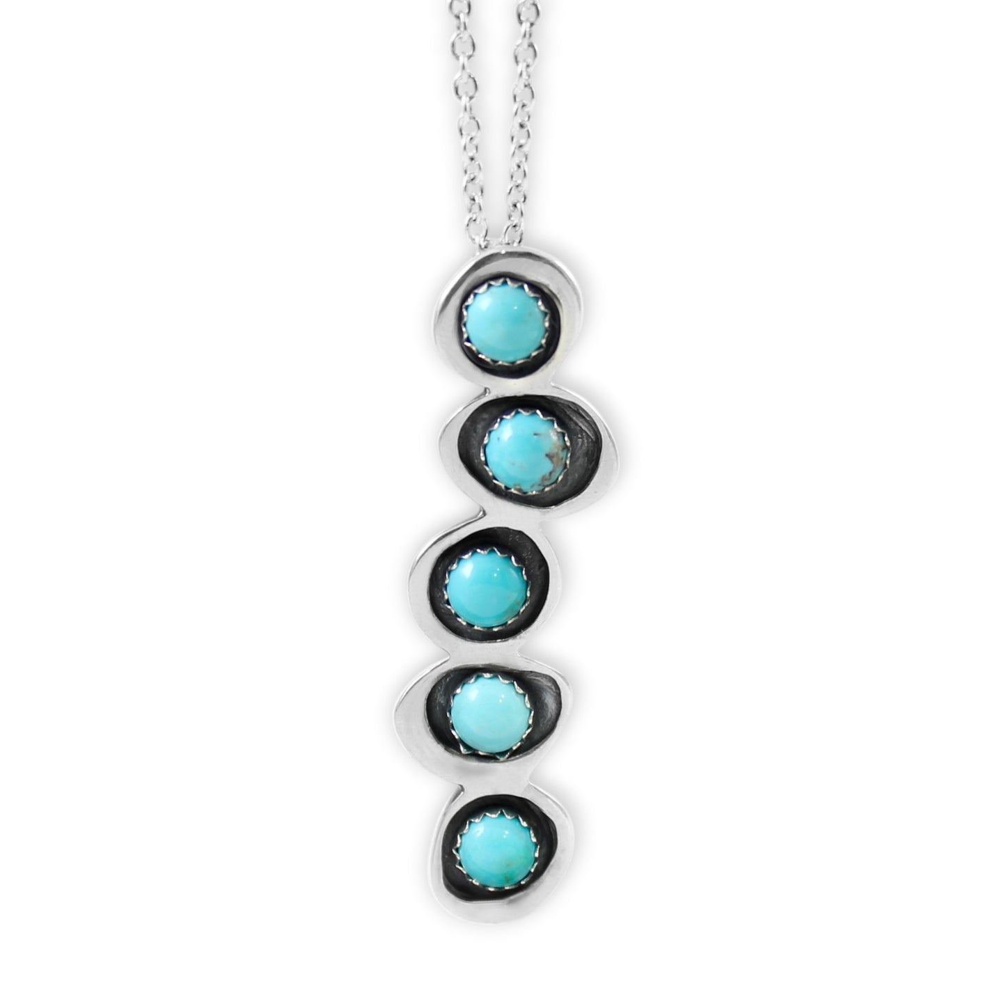Turquoise Necklace - Cascading Turquoise Gemstone Pendant