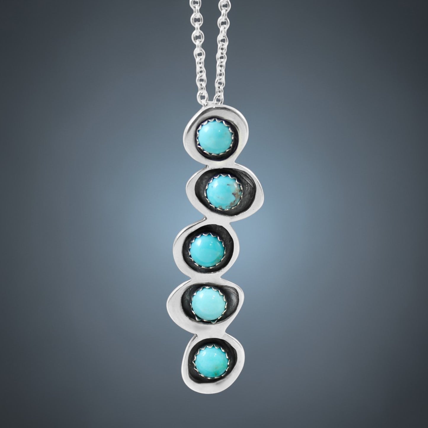 Turquoise Necklace - Cascading Turquoise Gemstone Pendant