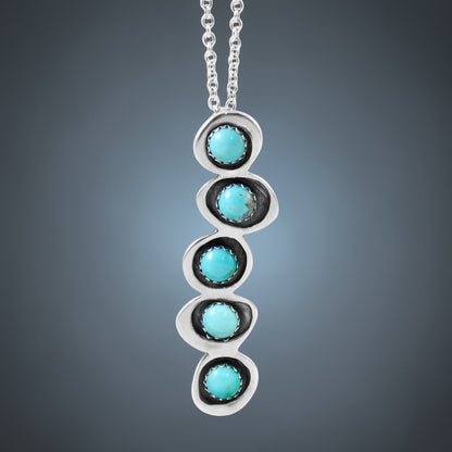 Turquoise Necklace - Cascading Turquoise Gemstone Pendant