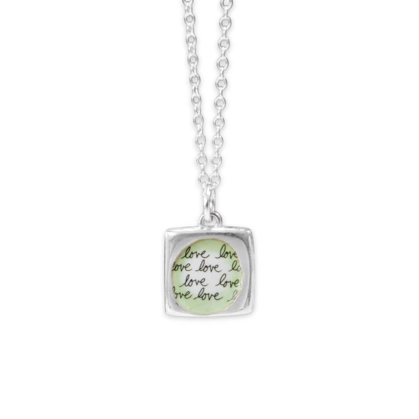 Reversible Love Cat Necklace - Sterling Silver and Enamel Kitten Love Pendant