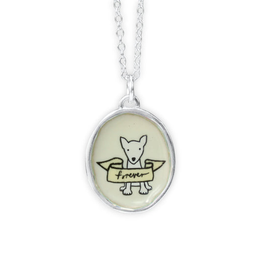 Dog Memorial Necklace - Sterling Silver and Enamel Pet Loss Jewelry