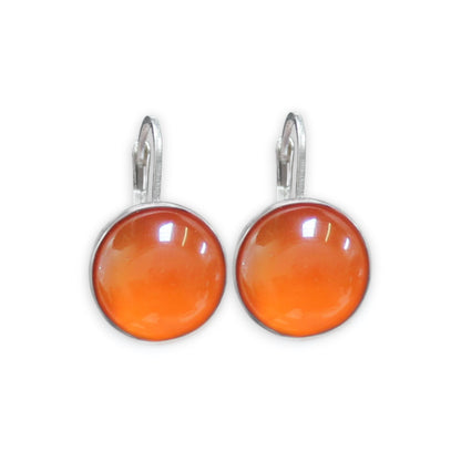 Sterling Silver Deep Orange Carnelian Earrings on Silver Lever Back Wires