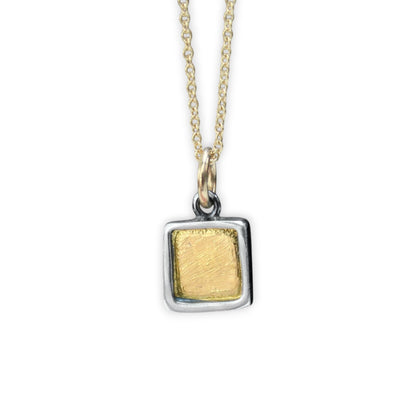 Small Square 24K Gold and Sterling Silver Necklace
