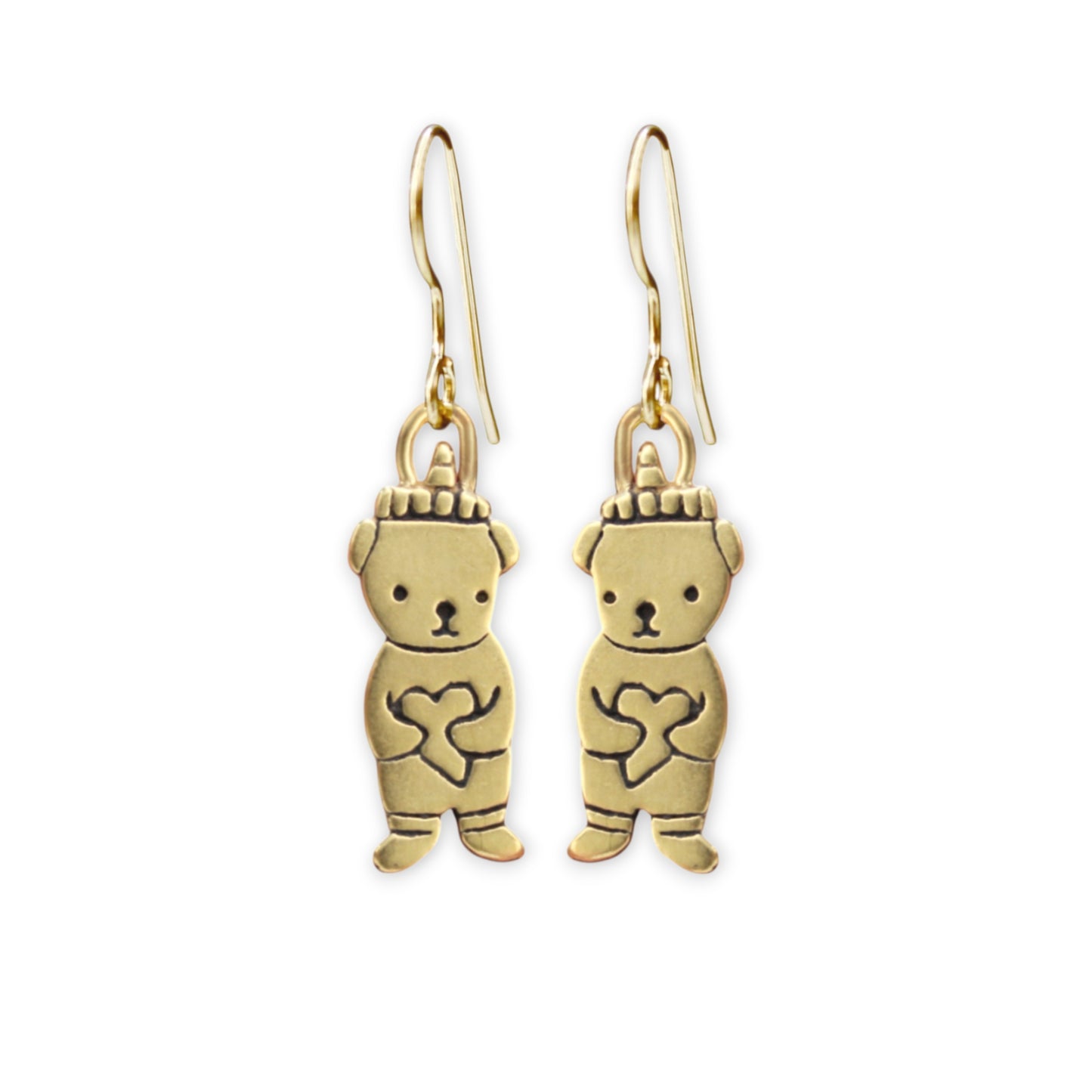 Tiny Gold Honey Bear Charm Earrings