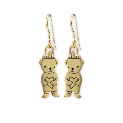 Tiny Gold Honey Bear Charm Earrings
