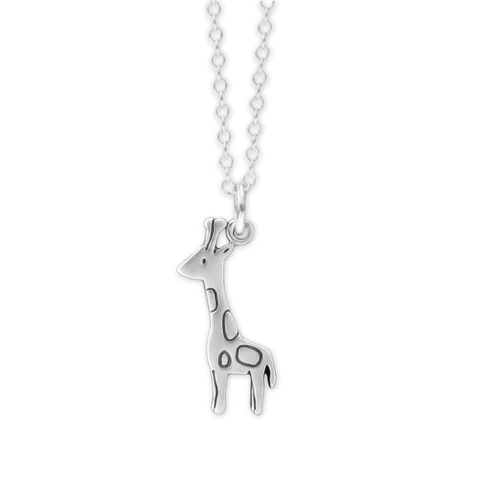 Sterling Silver Giraffe Charm Necklace on an Adjustable Chain