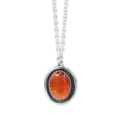 Carnelian Oval Shadow Box Style Pendant