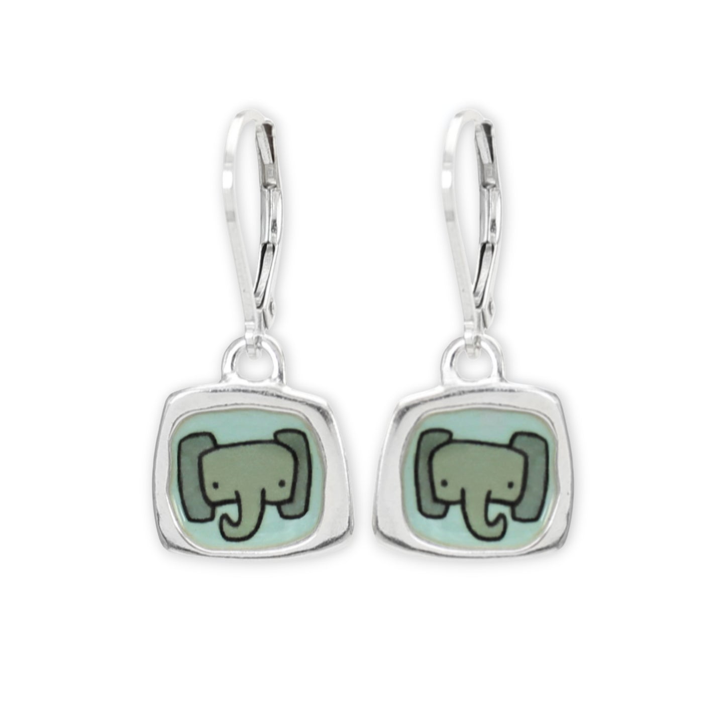 Tiny Elephant Earrings - Enamel and Sterling Silver Baby Elephant Earrings
