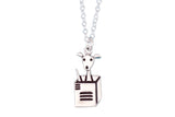 Sterling Silver Dog in a Box Charm Necklace - Dog Charm on Adjustable Sterling Chain