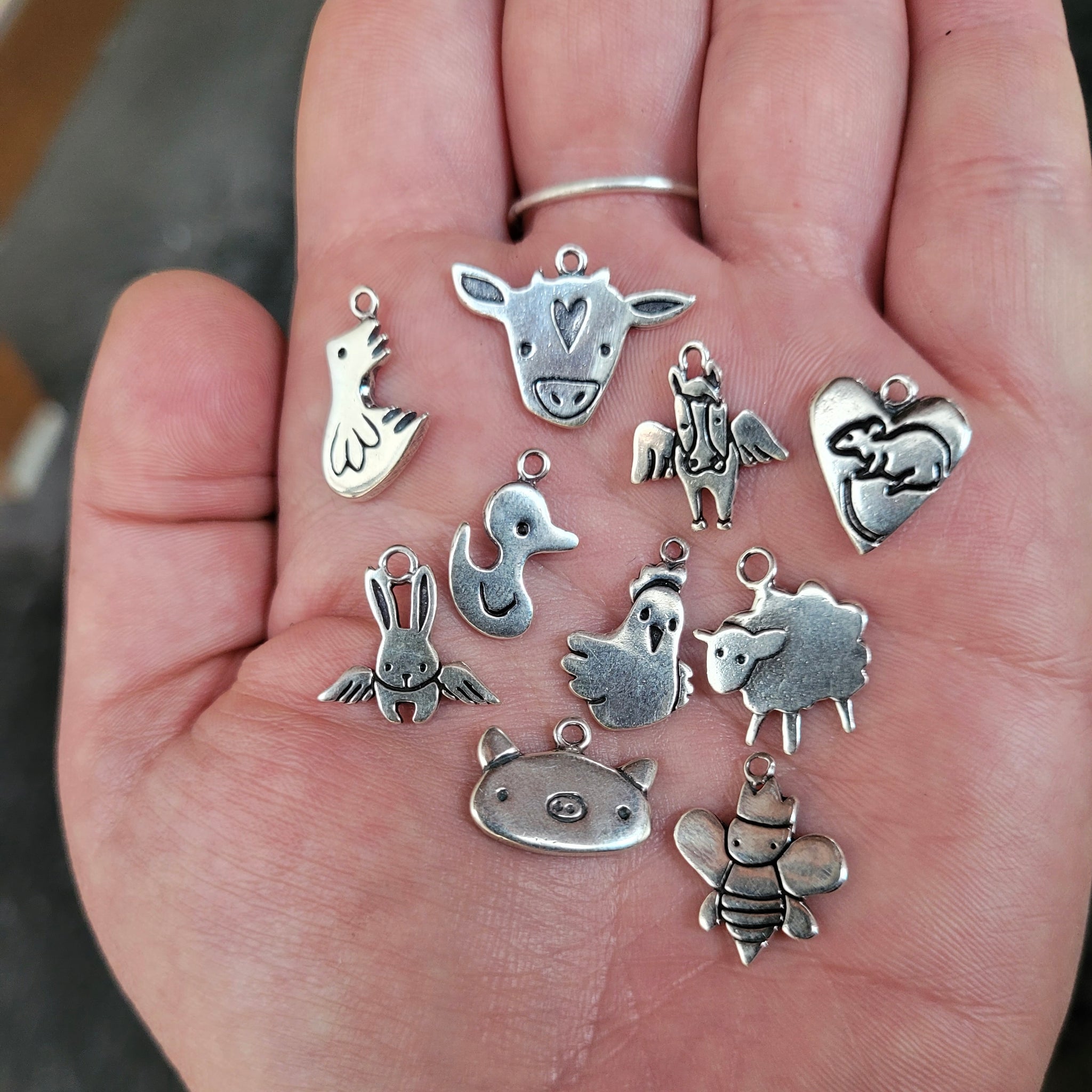 Farm Animal Charm - Choose Your Sterling Silver Charm to Add to Bracelet Cluck Cluck