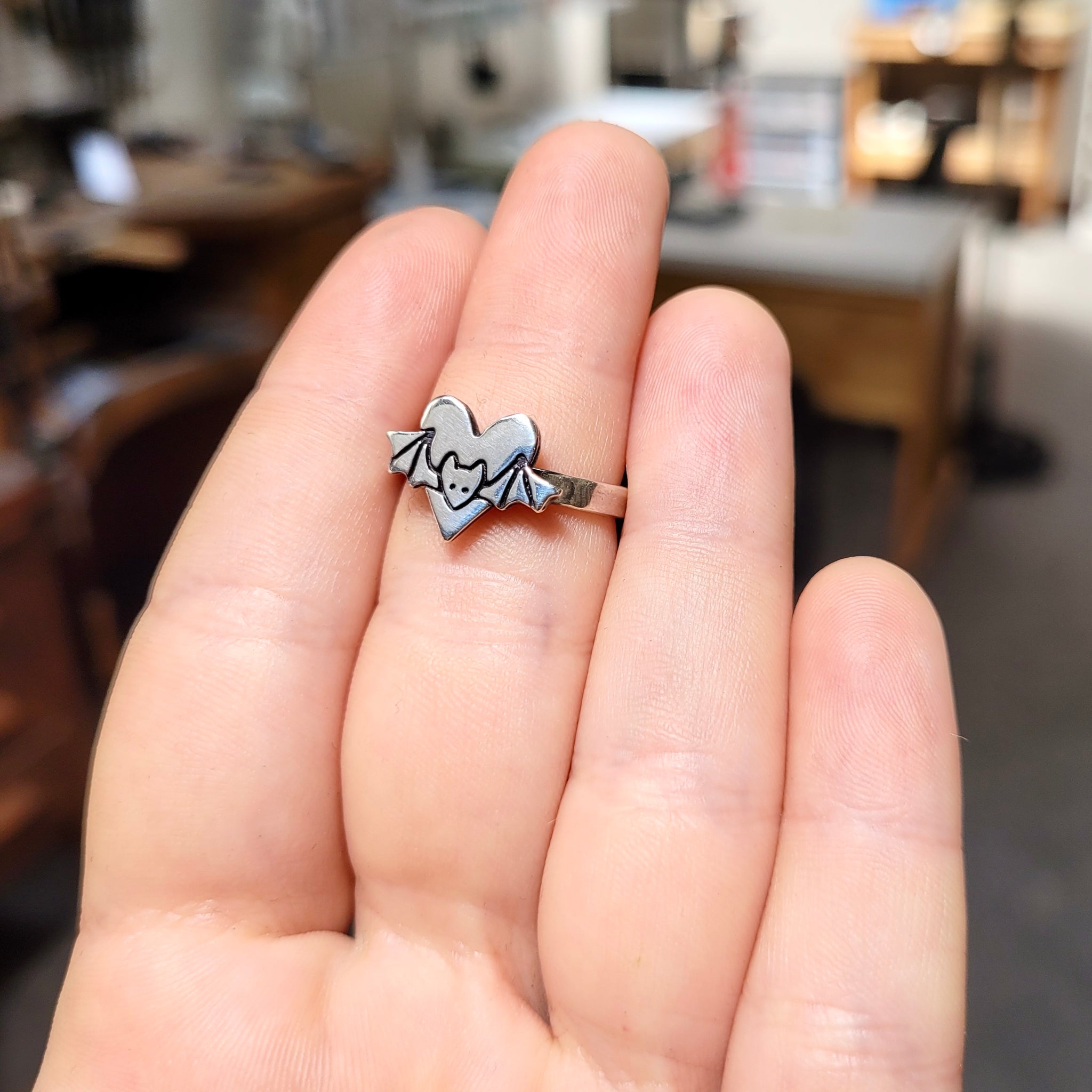 Sterling silver bat ring outlet
