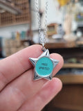 Sterling Silver Bat Necklace in a Star Shape - Free Spirited Charm Pendant