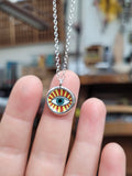 Sterling Silver Reversible Evil Eye Pendant with Quote Magical Being