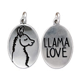 Oval Sterling Silver Llama Charm Necklace on Adjustable Sterling Chain