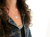 Sterling Silver Barn Owl Charm Necklace on Adjustable Sterling Chain