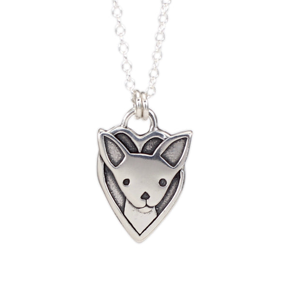 Sterling Silver Chihuahua Charm Necklace on Adjustable Sterling Chain